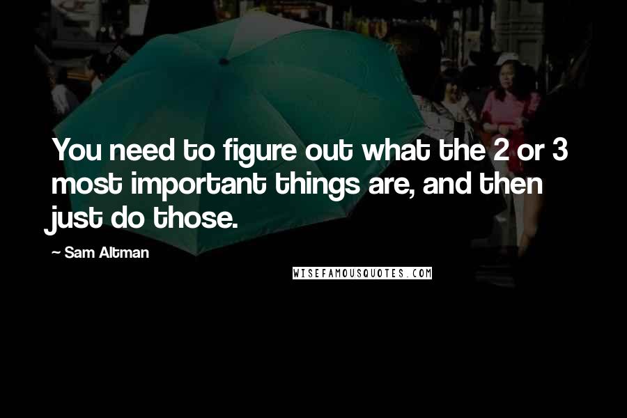 Sam Altman Quotes: You need to figure out what the 2 or 3 most important things are, and then just do those.