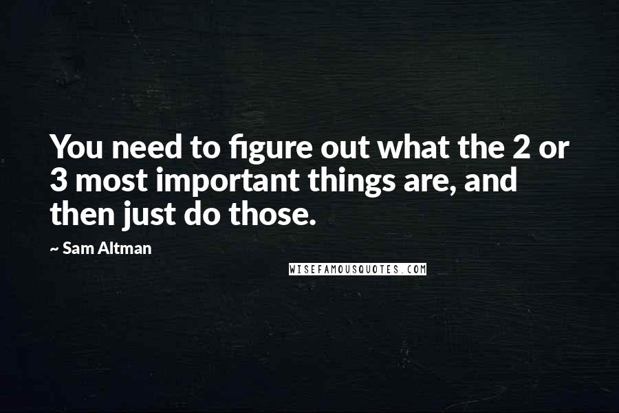 Sam Altman Quotes: You need to figure out what the 2 or 3 most important things are, and then just do those.