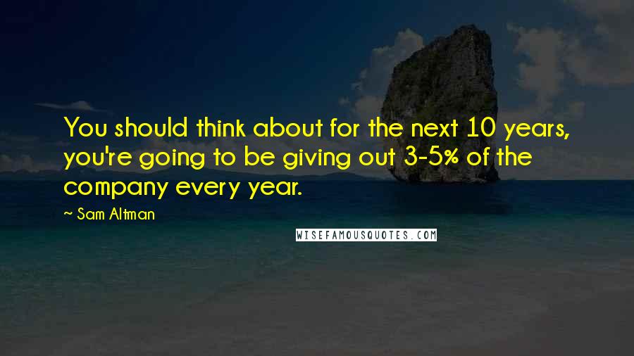 Sam Altman Quotes: You should think about for the next 10 years, you're going to be giving out 3-5% of the company every year.