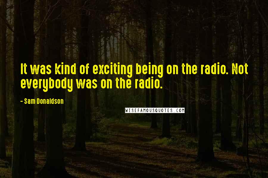 Sam Donaldson Quotes: It was kind of exciting being on the radio. Not everybody was on the radio.