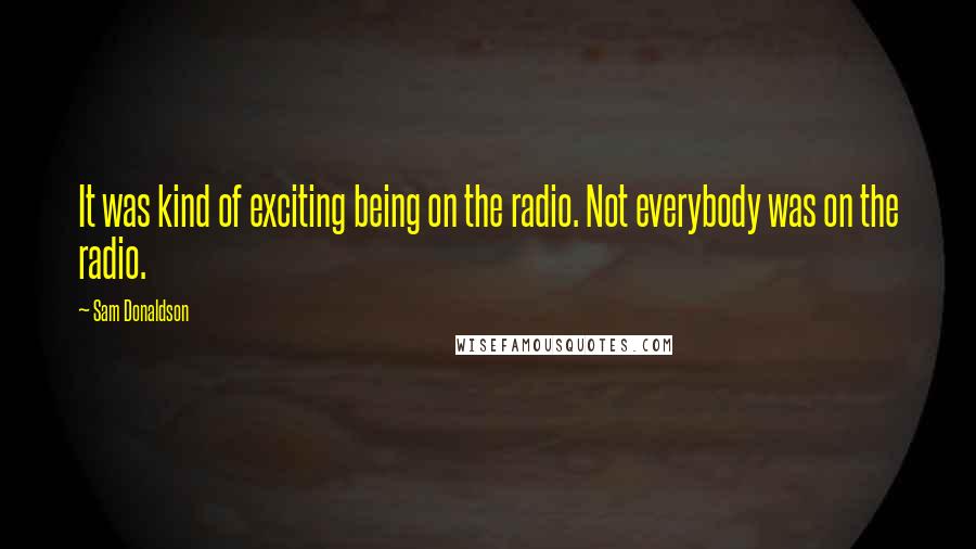 Sam Donaldson Quotes: It was kind of exciting being on the radio. Not everybody was on the radio.