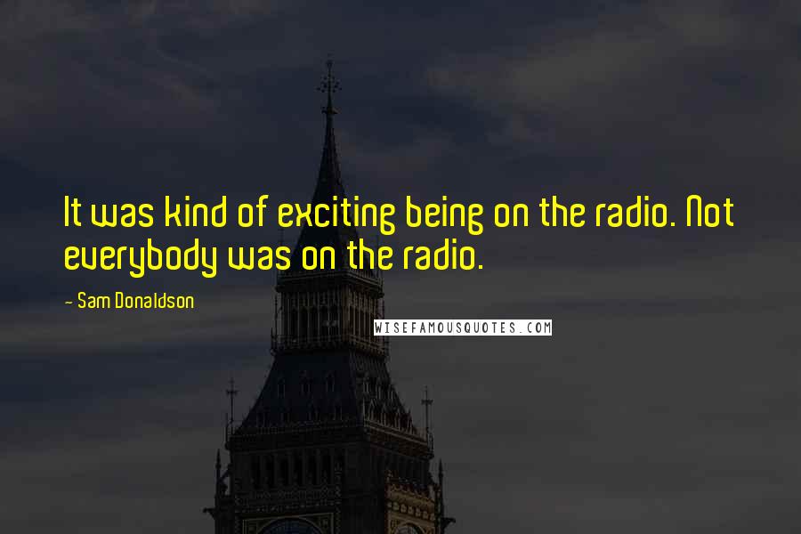 Sam Donaldson Quotes: It was kind of exciting being on the radio. Not everybody was on the radio.