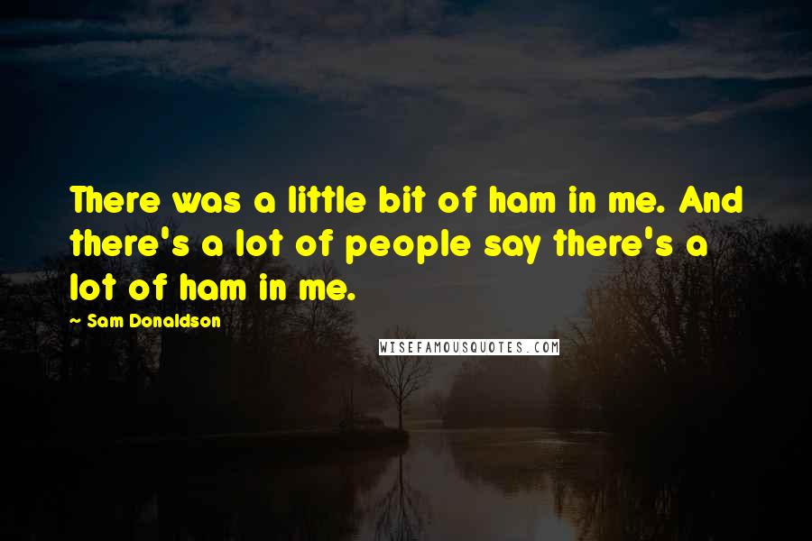 Sam Donaldson Quotes: There was a little bit of ham in me. And there's a lot of people say there's a lot of ham in me.