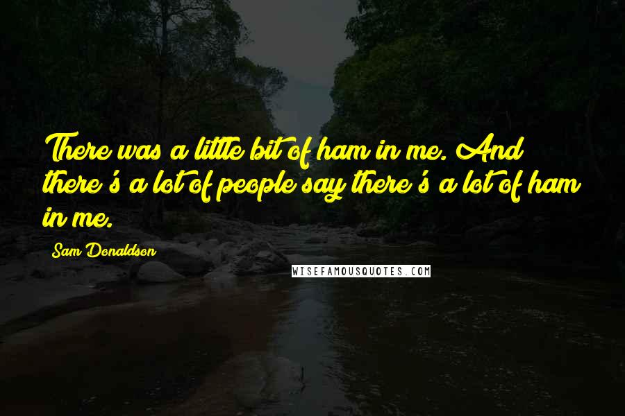 Sam Donaldson Quotes: There was a little bit of ham in me. And there's a lot of people say there's a lot of ham in me.