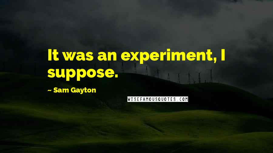 Sam Gayton Quotes: It was an experiment, I suppose.