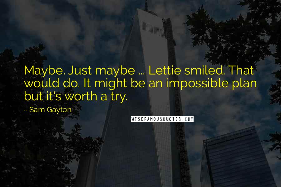 Sam Gayton Quotes: Maybe. Just maybe ... Lettie smiled. That would do. It might be an impossible plan but it's worth a try.