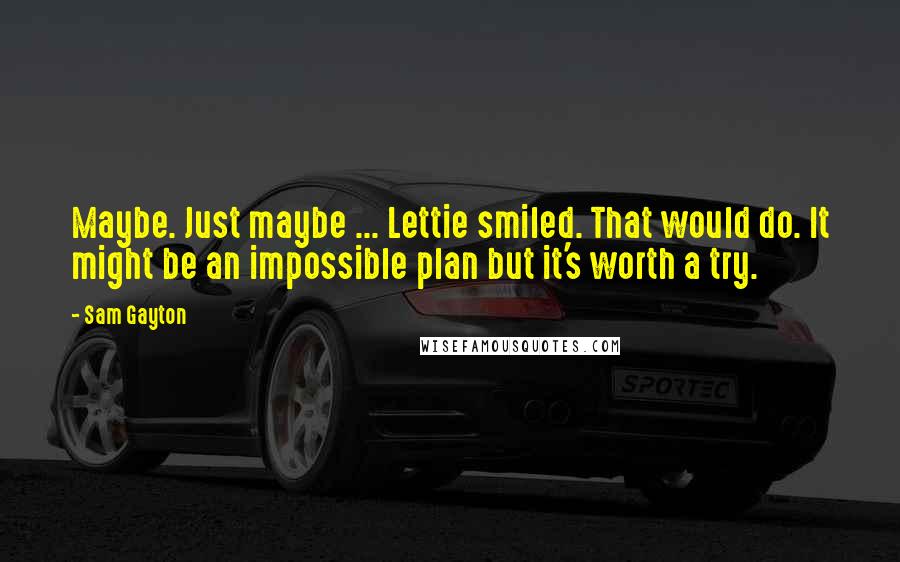 Sam Gayton Quotes: Maybe. Just maybe ... Lettie smiled. That would do. It might be an impossible plan but it's worth a try.