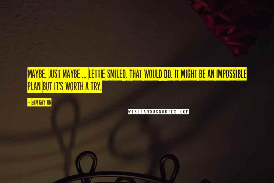 Sam Gayton Quotes: Maybe. Just maybe ... Lettie smiled. That would do. It might be an impossible plan but it's worth a try.