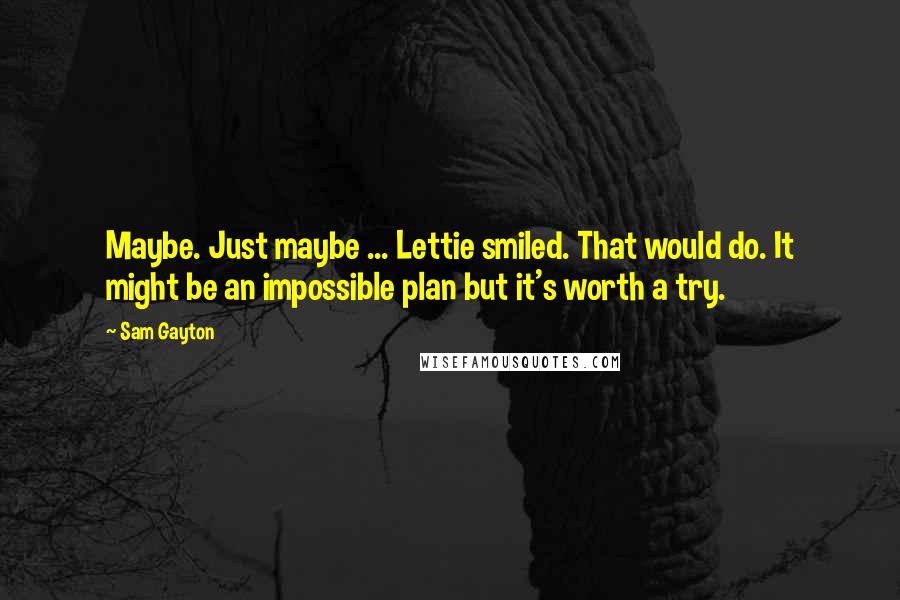 Sam Gayton Quotes: Maybe. Just maybe ... Lettie smiled. That would do. It might be an impossible plan but it's worth a try.