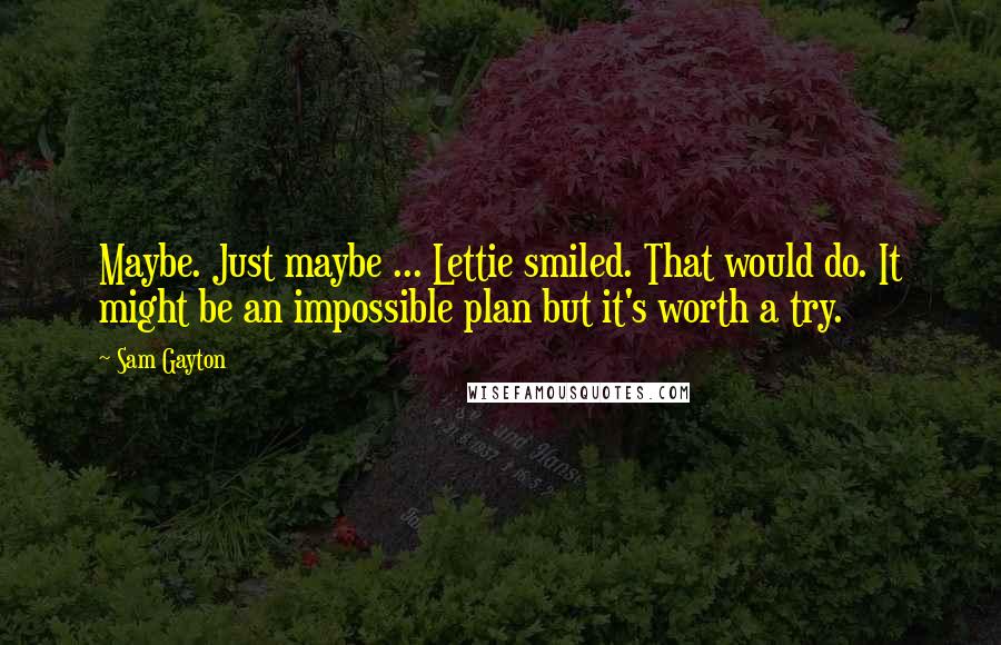 Sam Gayton Quotes: Maybe. Just maybe ... Lettie smiled. That would do. It might be an impossible plan but it's worth a try.