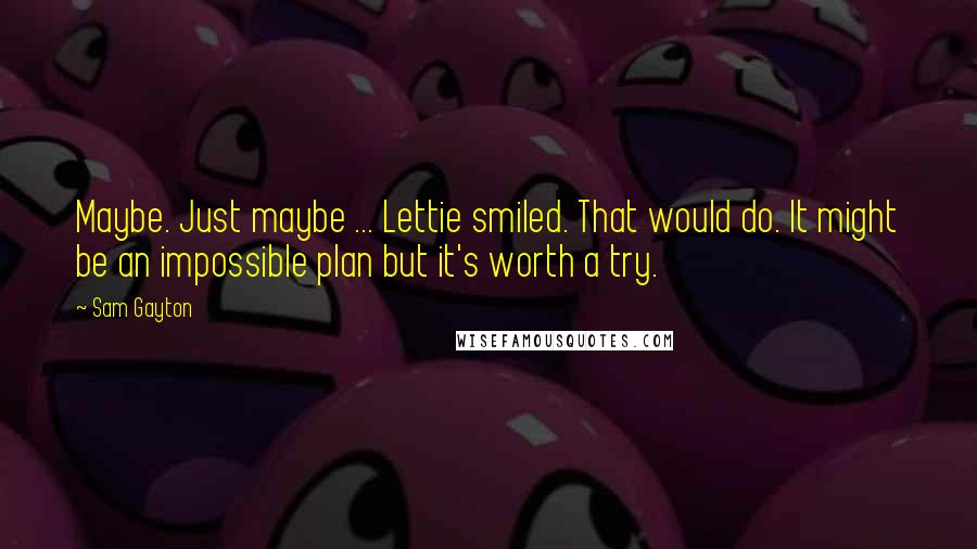 Sam Gayton Quotes: Maybe. Just maybe ... Lettie smiled. That would do. It might be an impossible plan but it's worth a try.