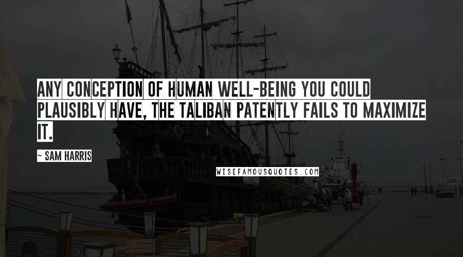 Sam Harris Quotes: Any conception of human well-being you could plausibly have, the Taliban patently fails to maximize it.