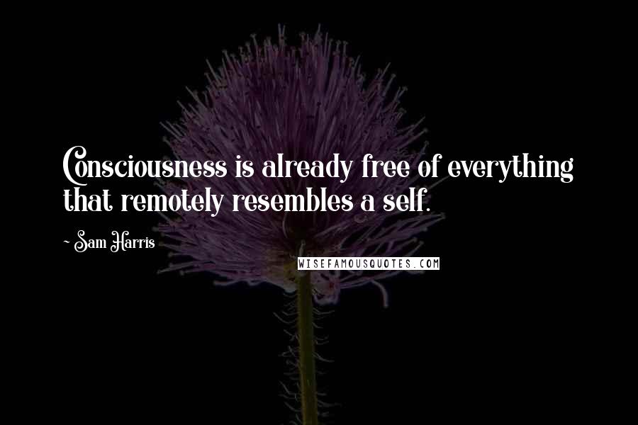 Sam Harris Quotes: Consciousness is already free of everything that remotely resembles a self.