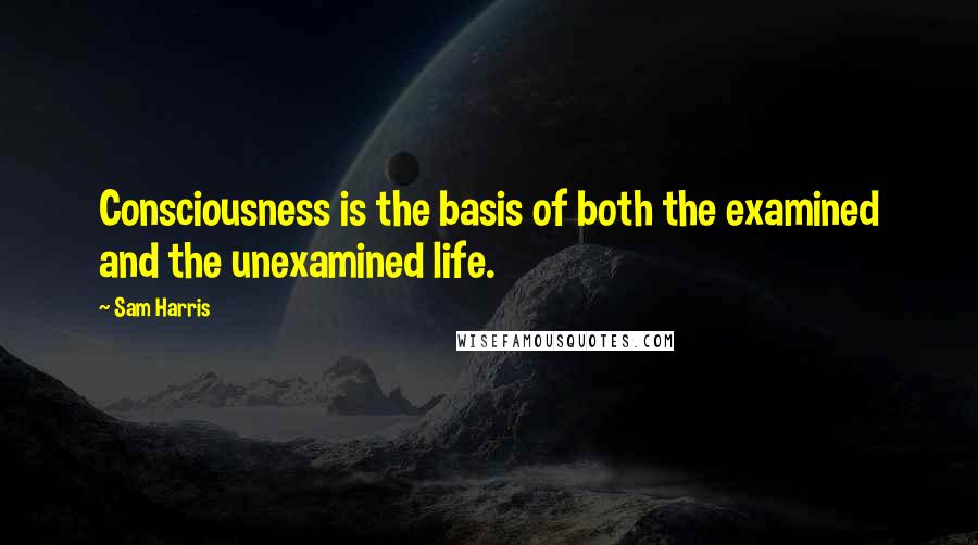 Sam Harris Quotes: Consciousness is the basis of both the examined and the unexamined life.