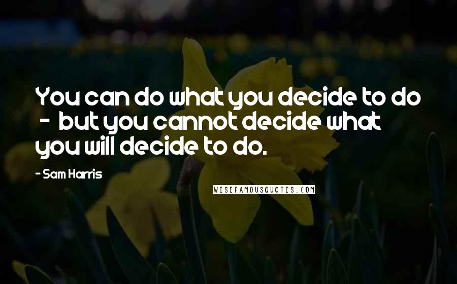 Sam Harris Quotes: You can do what you decide to do - but you cannot decide what you will decide to do.