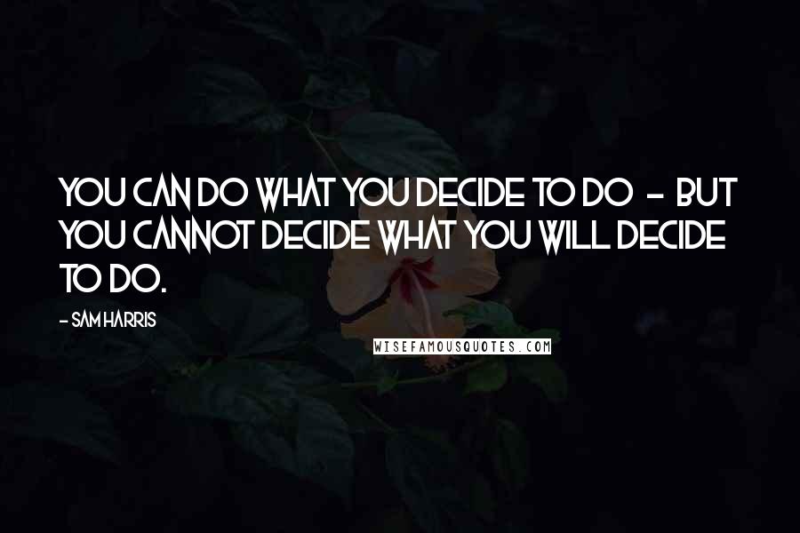 Sam Harris Quotes: You can do what you decide to do - but you cannot decide what you will decide to do.