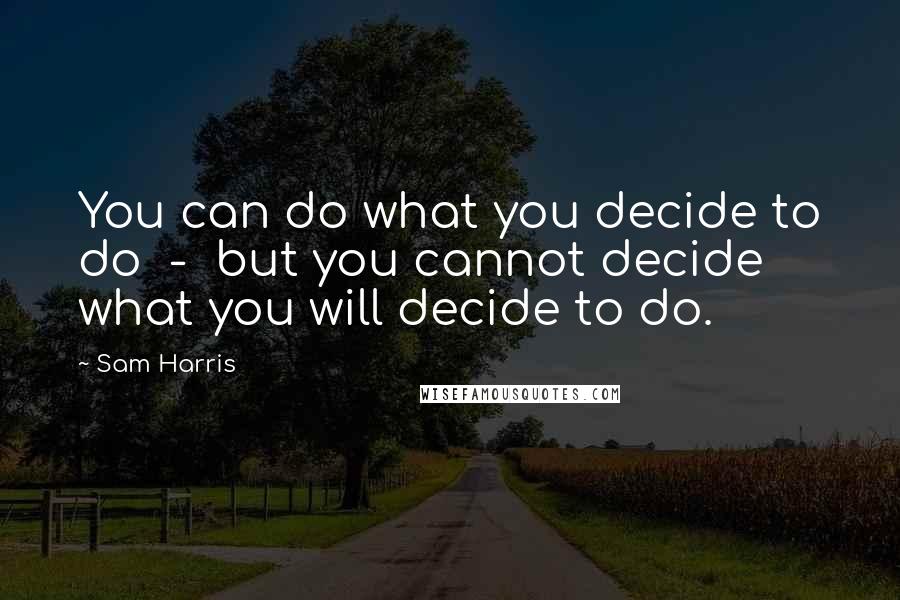 Sam Harris Quotes: You can do what you decide to do - but you cannot decide what you will decide to do.
