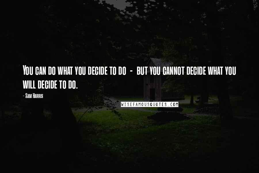 Sam Harris Quotes: You can do what you decide to do - but you cannot decide what you will decide to do.