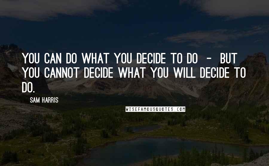 Sam Harris Quotes: You can do what you decide to do - but you cannot decide what you will decide to do.