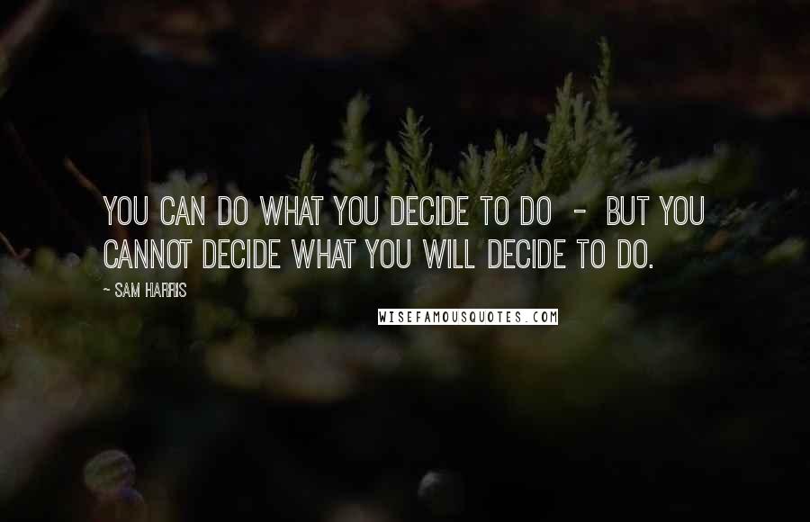 Sam Harris Quotes: You can do what you decide to do - but you cannot decide what you will decide to do.