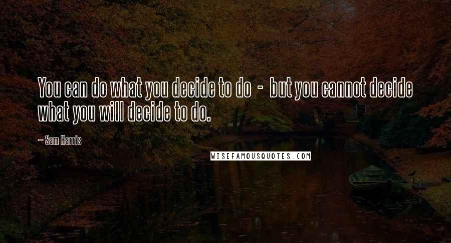 Sam Harris Quotes: You can do what you decide to do - but you cannot decide what you will decide to do.