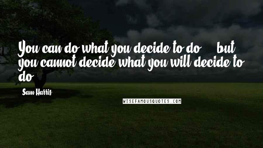 Sam Harris Quotes: You can do what you decide to do - but you cannot decide what you will decide to do.