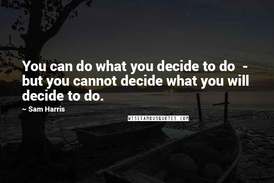 Sam Harris Quotes: You can do what you decide to do - but you cannot decide what you will decide to do.