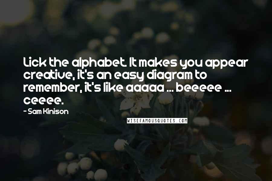 Sam Kinison Quotes: Lick the alphabet. It makes you appear creative, it's an easy diagram to remember, it's like aaaaa ... beeeee ... ceeee.