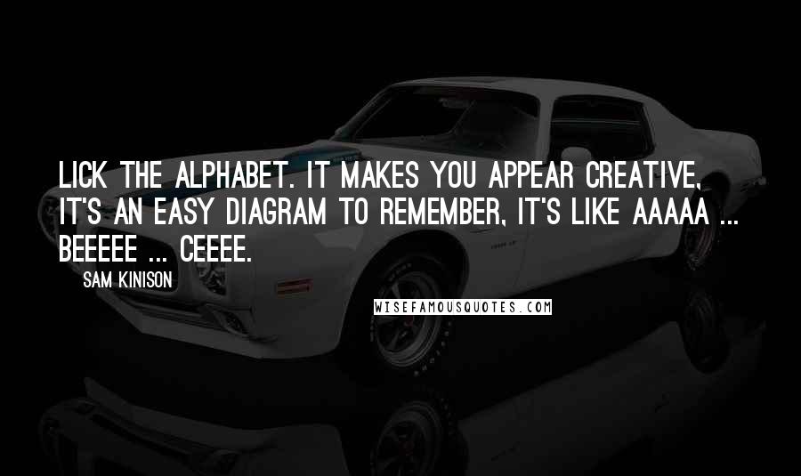 Sam Kinison Quotes: Lick the alphabet. It makes you appear creative, it's an easy diagram to remember, it's like aaaaa ... beeeee ... ceeee.