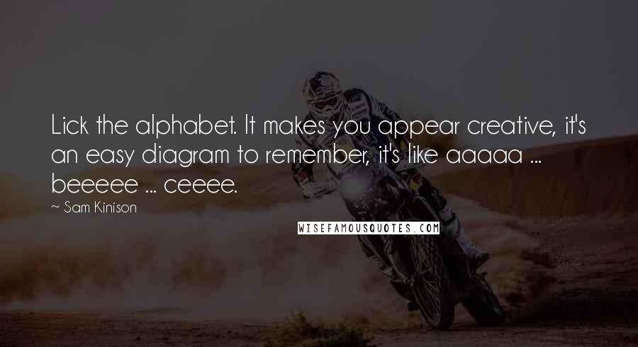 Sam Kinison Quotes: Lick the alphabet. It makes you appear creative, it's an easy diagram to remember, it's like aaaaa ... beeeee ... ceeee.