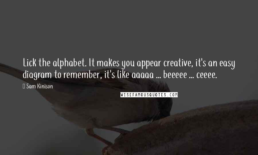Sam Kinison Quotes: Lick the alphabet. It makes you appear creative, it's an easy diagram to remember, it's like aaaaa ... beeeee ... ceeee.
