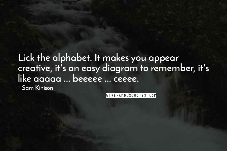 Sam Kinison Quotes: Lick the alphabet. It makes you appear creative, it's an easy diagram to remember, it's like aaaaa ... beeeee ... ceeee.