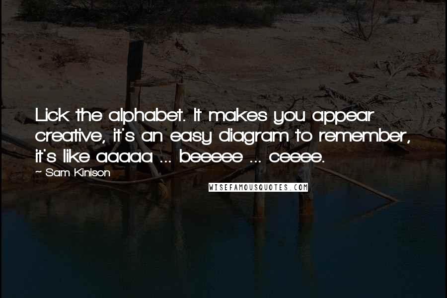 Sam Kinison Quotes: Lick the alphabet. It makes you appear creative, it's an easy diagram to remember, it's like aaaaa ... beeeee ... ceeee.