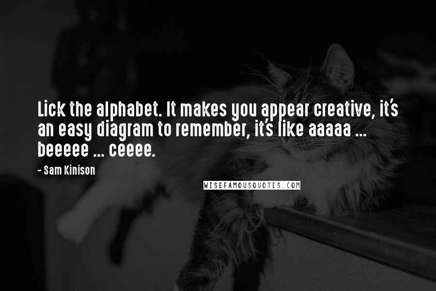 Sam Kinison Quotes: Lick the alphabet. It makes you appear creative, it's an easy diagram to remember, it's like aaaaa ... beeeee ... ceeee.