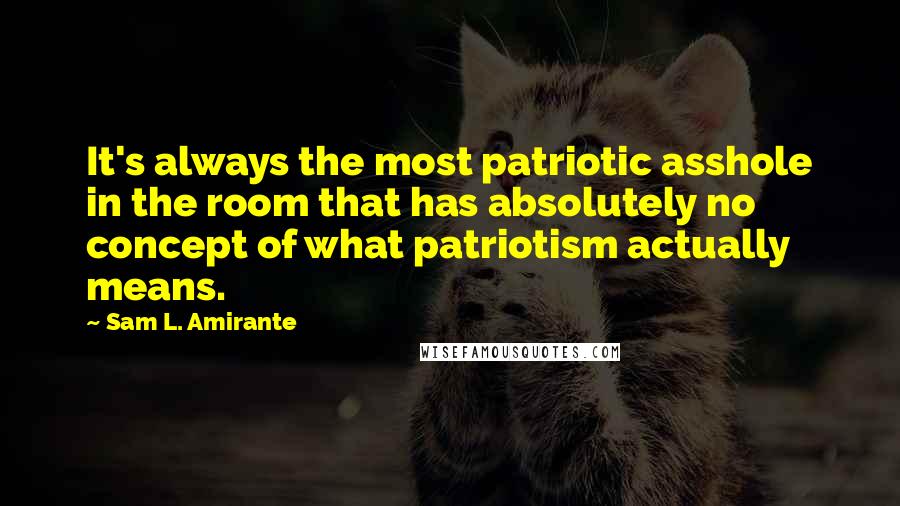 Sam L. Amirante Quotes: It's always the most patriotic asshole in the room that has absolutely no concept of what patriotism actually means.