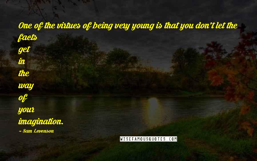 Sam Levenson Quotes: One of the virtues of being very young is that you don't let the facts get in the way of your imagination.