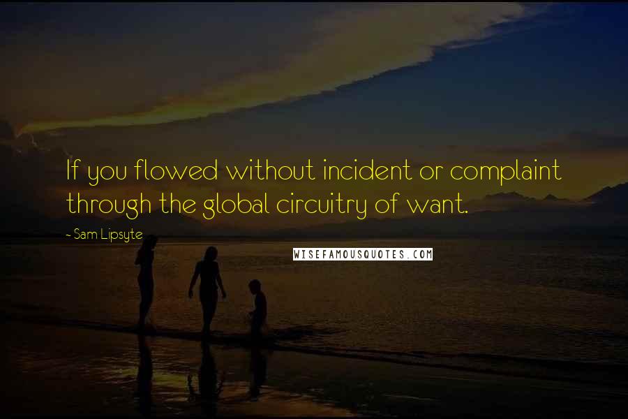 Sam Lipsyte Quotes: If you flowed without incident or complaint through the global circuitry of want.