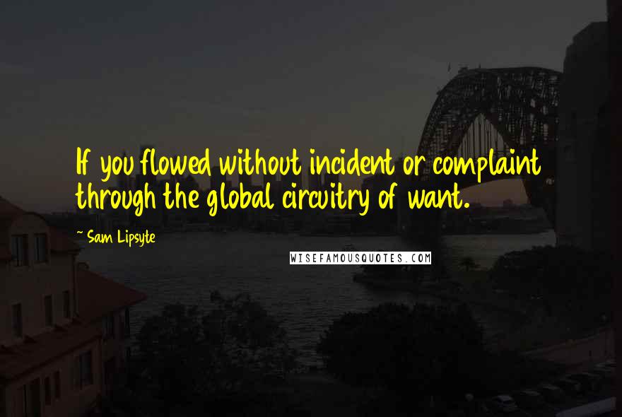 Sam Lipsyte Quotes: If you flowed without incident or complaint through the global circuitry of want.