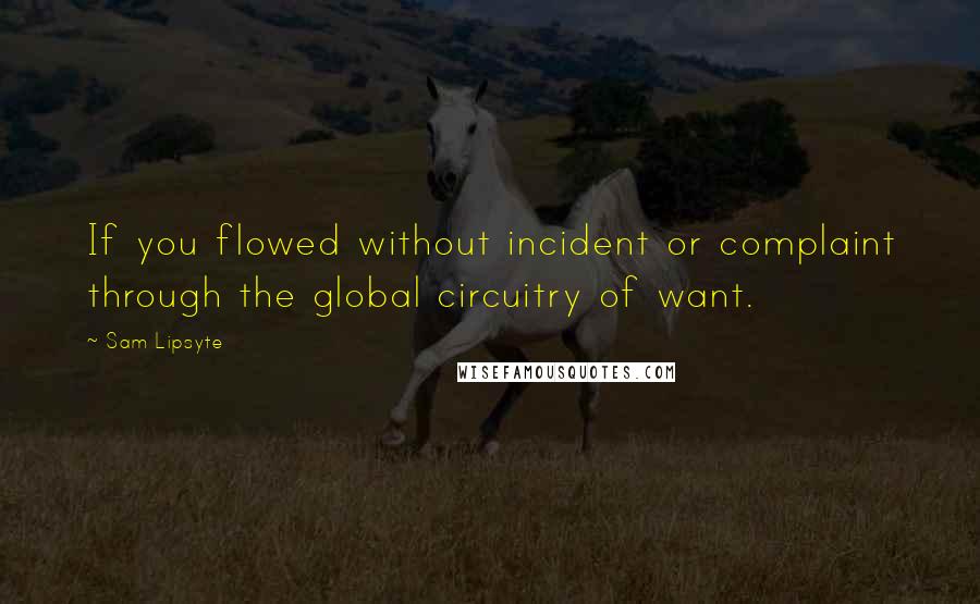 Sam Lipsyte Quotes: If you flowed without incident or complaint through the global circuitry of want.