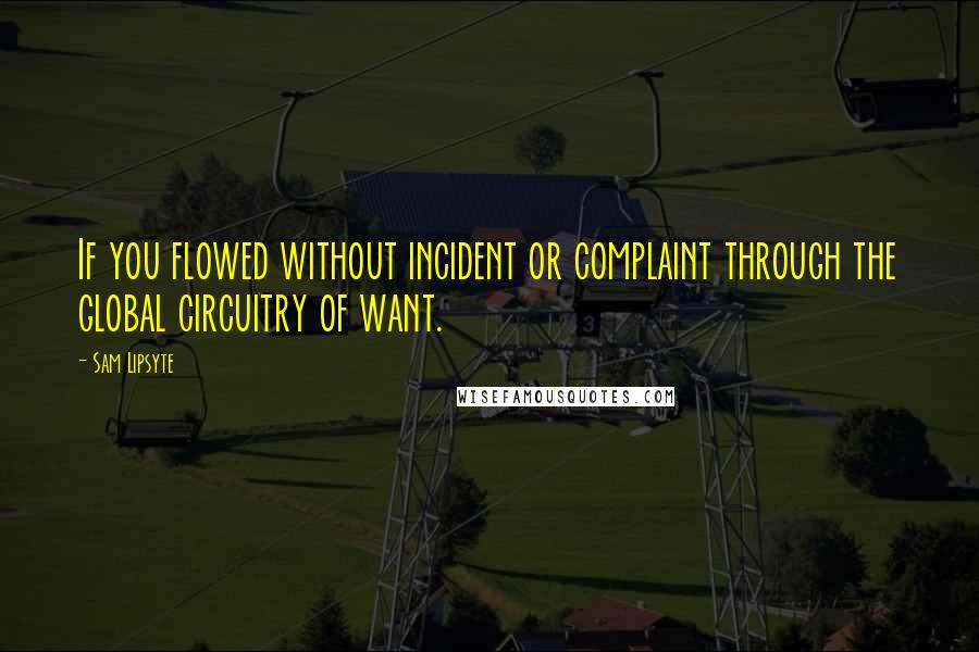 Sam Lipsyte Quotes: If you flowed without incident or complaint through the global circuitry of want.