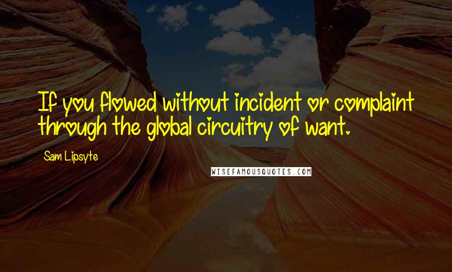 Sam Lipsyte Quotes: If you flowed without incident or complaint through the global circuitry of want.