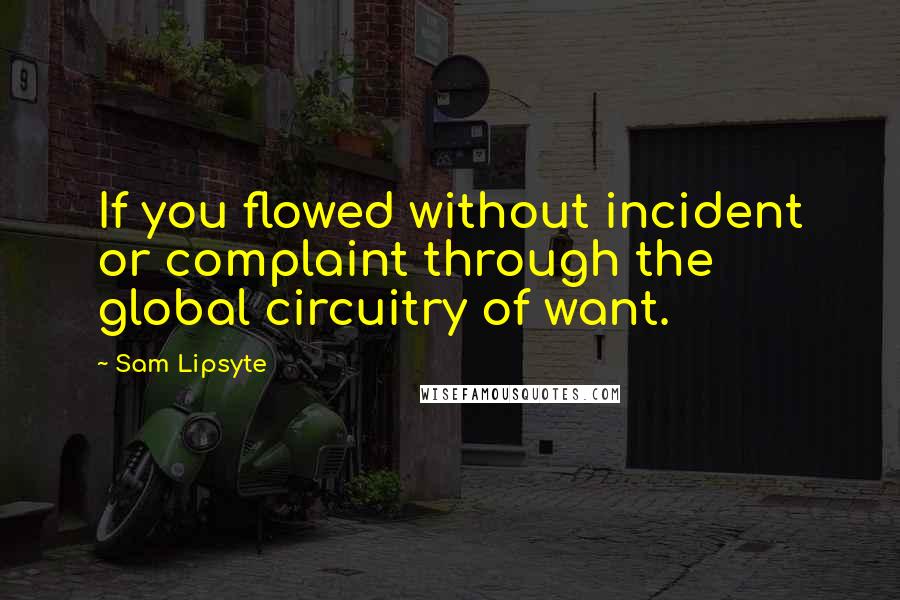 Sam Lipsyte Quotes: If you flowed without incident or complaint through the global circuitry of want.