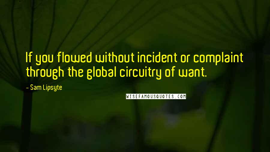 Sam Lipsyte Quotes: If you flowed without incident or complaint through the global circuitry of want.