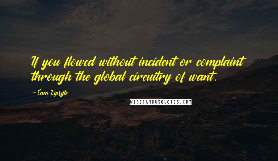 Sam Lipsyte Quotes: If you flowed without incident or complaint through the global circuitry of want.