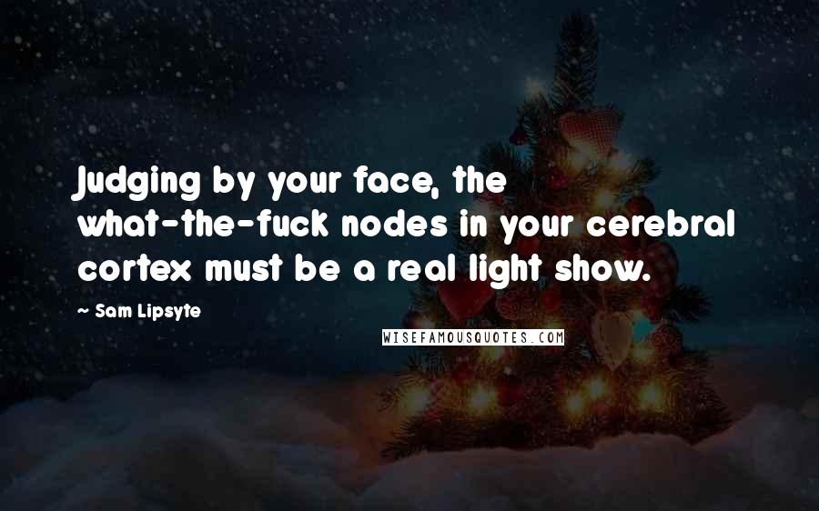 Sam Lipsyte Quotes: Judging by your face, the what-the-fuck nodes in your cerebral cortex must be a real light show.