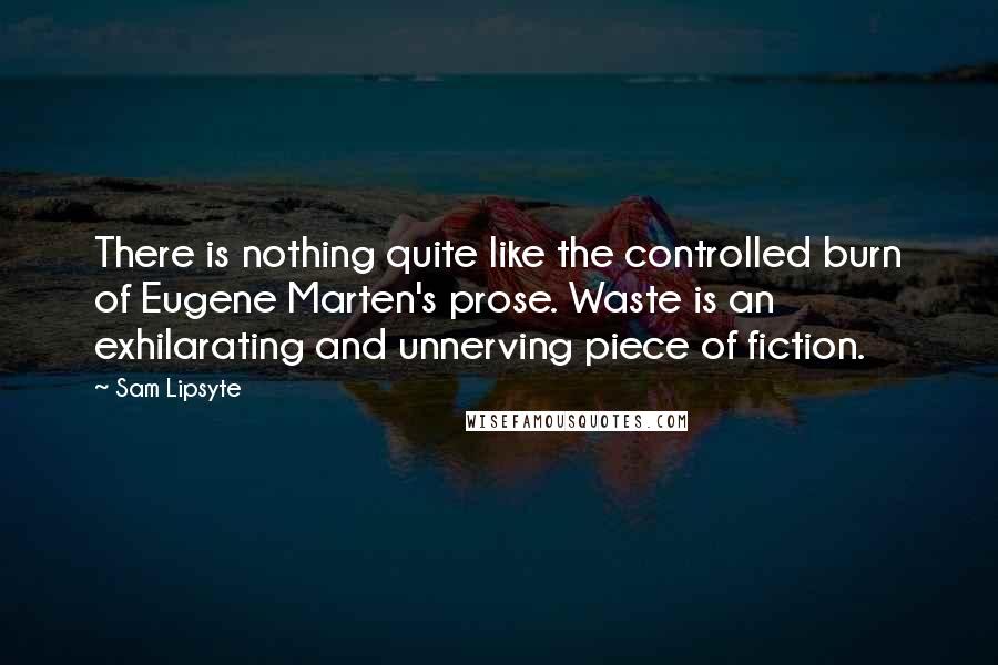 Sam Lipsyte Quotes: There is nothing quite like the controlled burn of Eugene Marten's prose. Waste is an exhilarating and unnerving piece of fiction.