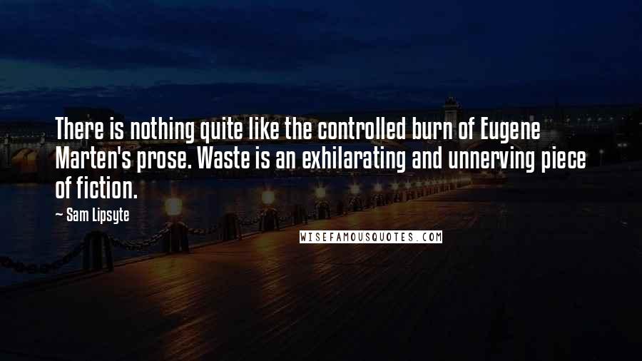 Sam Lipsyte Quotes: There is nothing quite like the controlled burn of Eugene Marten's prose. Waste is an exhilarating and unnerving piece of fiction.