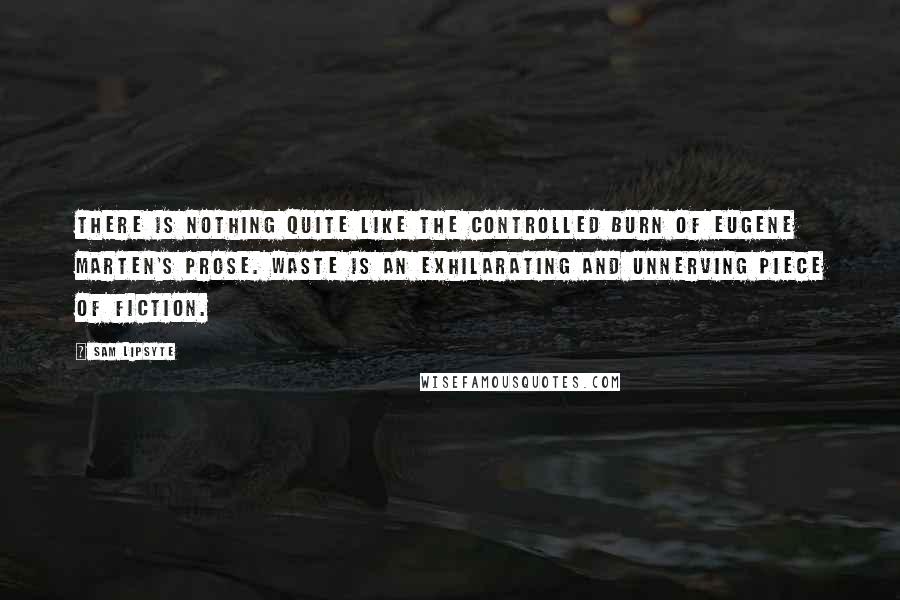 Sam Lipsyte Quotes: There is nothing quite like the controlled burn of Eugene Marten's prose. Waste is an exhilarating and unnerving piece of fiction.