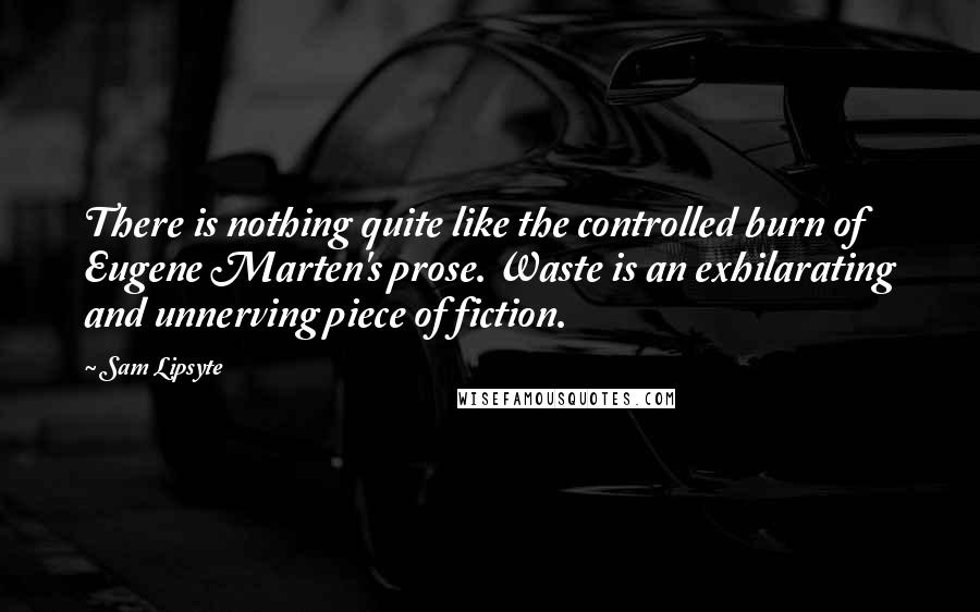 Sam Lipsyte Quotes: There is nothing quite like the controlled burn of Eugene Marten's prose. Waste is an exhilarating and unnerving piece of fiction.