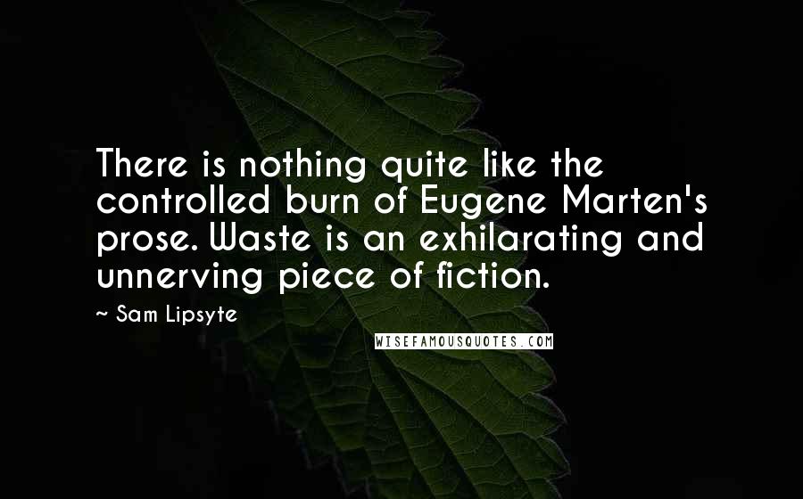 Sam Lipsyte Quotes: There is nothing quite like the controlled burn of Eugene Marten's prose. Waste is an exhilarating and unnerving piece of fiction.